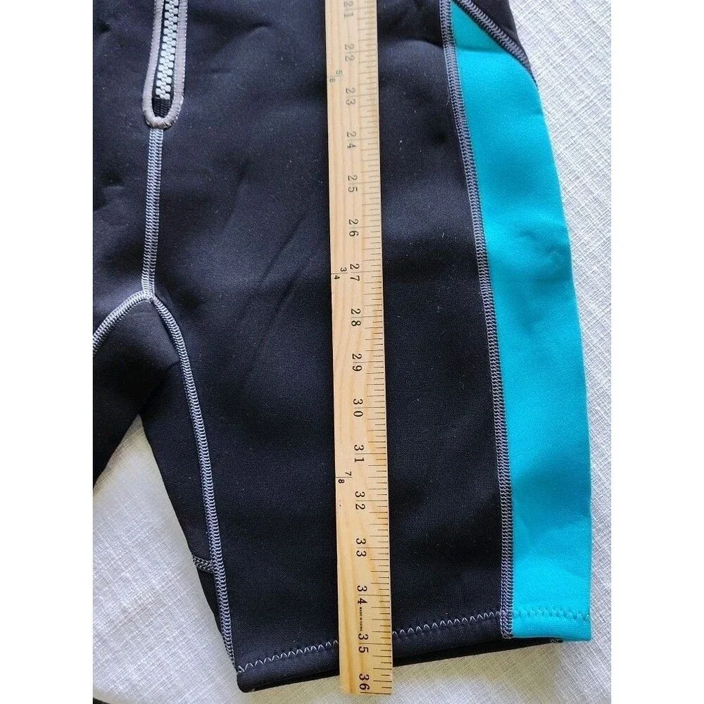 CRESSI LARGE Women's LIDO 2MM SHORTY WETSUIT BLACK & TEAL BLUE